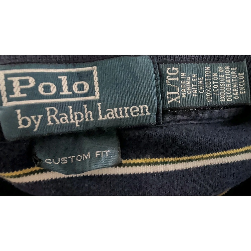 Vtg Polo Ralph Lauren Mens Shirt XL (Fits Large) Short Sleeve Blue Stripe Golf - Picture 4 of 8